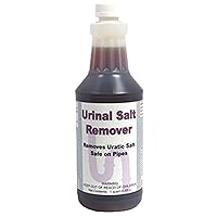 Urinal Salt Remover Concentrate - Safe on Pipes and Plumbing, Odor Control, Cleans Rust, Scale, and Uratic Salt Build-Up, Case of 12