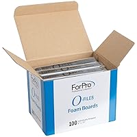 ForPro O-Files Foam Board, Double-Sided Manicure Nail File, 100/180 Grit, Individually-Wrapped, 6” L x .75” W, Black, 100-Count