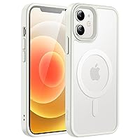 JETech Magnetic Case for iPhone 12/12 Pro 6.1-Inch Compatible with MagSafe, Translucent Matte Back Slim Shockproof Phone Cover (White)