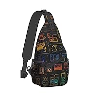 Game Video Gaming Pattern Print Crossbody Backpack Shoulder Bag Cross Chest Bag For Travel, Hiking Gym Tactical Use