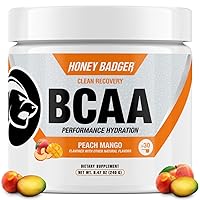 BCAA + EAA Amino Acids Electrolytes Powder, BCAAs + L-Glutamine, Keto, Vegan, Sugar Free for Men & Women, Hydration & Post Workout Muscle Recovery Drink Mix, Peach Mango, 30 Servings