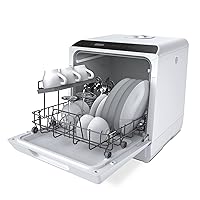 Hermitlux Countertop Dishwasher, 5 Washing Programs Portable Dishwasher With 5-Liter Built-in Water Tank, No Hookup Needed