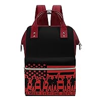 Remember Everyone Deployed Casual Travel Laptop Backpack Fashion Waterproof Bag Hiking Backpacks Red-Style