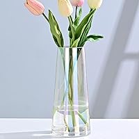 8 inch Iridescent Clear Flowers Vases for Decor, Hydroponic Flower Vases for Centerpieces Office Table Home Decor, Modern Ins Boho Style Vase for Wedding Housewarming Thanksgiving Day Gift