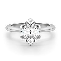 Siyaa Gems 1.80 CT Oval Diamond Moissanite Engagement Ring Wedding Ring Eternity Band Vintage Solitaire Halo Hidden Prong Setting Silver Jewelry Anniversary Promise Ring Gift
