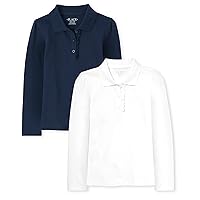 The Children's Place Girls' Multipack Long Sleeve Ruffle Pique Polos