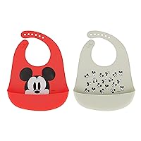 2-Pack Unisex Baby & Toddler Silicone Bibs with Food Catcher, Soft Waterproof Feeding Accessories