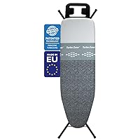 Classic Ironing Board with New Patent Technology | Made in Europe Iron Board with Patent Fast-Glide Zone, 4 Layer Cover & Pad, Height Adjustable, Safety Iron Rest, 4 Premium Steel Legs