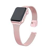 for Apple Watch Stainless Steel Metal Watch Band 38mm 40mm 42mm 44mm Cover 7/SE/6/5/4/3/2/1 Metal Strap (Color : Pink, Size : for 38mm and 40mm)