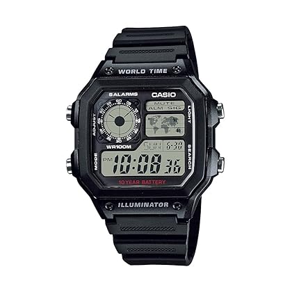 Casio Men's AE1200WH-1A Black Analog Digital Multi-Function Watch