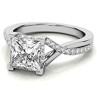 Petite Twisted Vine Moissanite Diamond Ring, 3 CT Princess Moissanite Engagement Ring, Wedding Ring, Bridal Ring, Unique Vintage Antique Amazing Rings