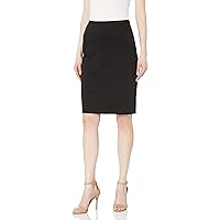 Star Vixen Women's Below-Knee Pencil Skirt with Back Slit, Black, X-Large