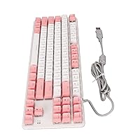 Computer Keyboard, Anti Heavy Shadow Gaming Keyboard RGB Backlight for Desktop White Pink