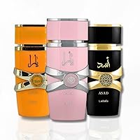 Lattafa for Unisex 3 Piece Eau de Parfum Gift Set (Yara for Women + Yara Tous for Women + Asad for Men) 3.4 Ounce/100 ml each