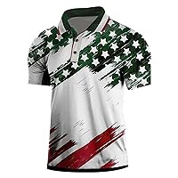 Vintage Stars and Stripes Polos Golf Shirt for Men 1950s Retro Short Sleeve Baseball Shirts Western Patriotic Tee Shirt M-4XL