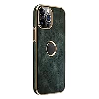 AMGASMG-Leather Cover for iPhone 15Pro Max/15 Pro/15 Plus/15 Support Wireless Charging Hollow Design Slim Thin Luxury Business Protective Case (15 Pro Max,Green)