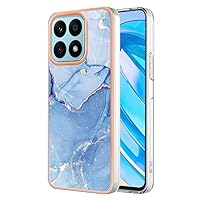 XYX Case Compatible with Honor X8a, Electroplated Marble TPU Slim Full-Body Stylish Shockproof Protective Case Cover for Honor X8a, Blue