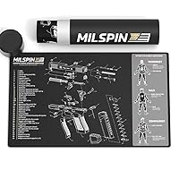 Milspin Gun Cleaning Mat for Glock, Double Thick Rubber Construction, Heavy Duty Non-Slip Surface, Solvent Resistant, Includes Storage Case