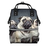 Funny Pug Dog Print Diaper Bag Multifunction Laptop Backpack Travel Daypacks Large Nappy Bag