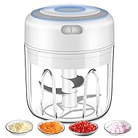 Electric Mini Garlic Chopper, Portable Food Processor, Vegetable Chopper Onion Mincer, Cordless Meat Grinder with USB Charging for Vegetable, Pepper, Onion, Baby Food, Seasoning, Nuts (BPA-Free)