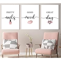 NATVVA Esthetician Quotes Canvas Picture Nail Makeup Painting on Canvas Wall Decorations for Living Room 3 Piece Nail Salon Wall Decor with Inner Frame