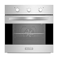 Empava Electric Single Wall Oven with 6 Cooking Functions Mechanical Knobs Control in Stainless Steel, 24 Inch