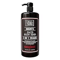 Men’s Body Wash - (33.8 Fl. Oz) - Sandalwood 3 in 1 Body Wash for Men - Face Wash for Men with Shower Gel for Men and Shampoo for Men to Keeping You Feeling Fresh & Cool