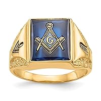 14k Yellow Gold Closed back Not engraveable Mens Masonic Ring Size 10 Jewelry for Men