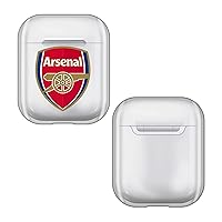 Head Case Designs Officially Licensed Arsenal FC Plain Logo Clear Hard Crystal Cover Compatible with Apple AirPods 1 1st Gen / 2 2nd Gen Charging Case