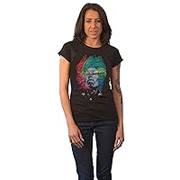 Jimi Hendrix T Shirt Galaxy Band Logo Official Womens Junior Fit Black
