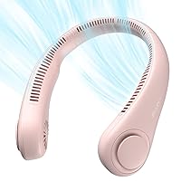 JISULIFE Portable Neck Fan, Hands Free Bladeless Fan, 4000 mAh Battery Operated Wearable Personal Fan, Leafless, Rechargeable, Headphone Design,3 Speeds Gifts for Women Men-Pink