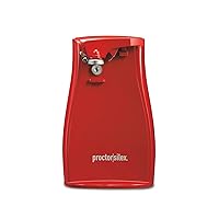 Proctor Silex Power Electric Automatic Can Opener for Kitchen with Knife Sharpener, Twist-off Easy-Clean Lever, Cord Storage, Red (75226)