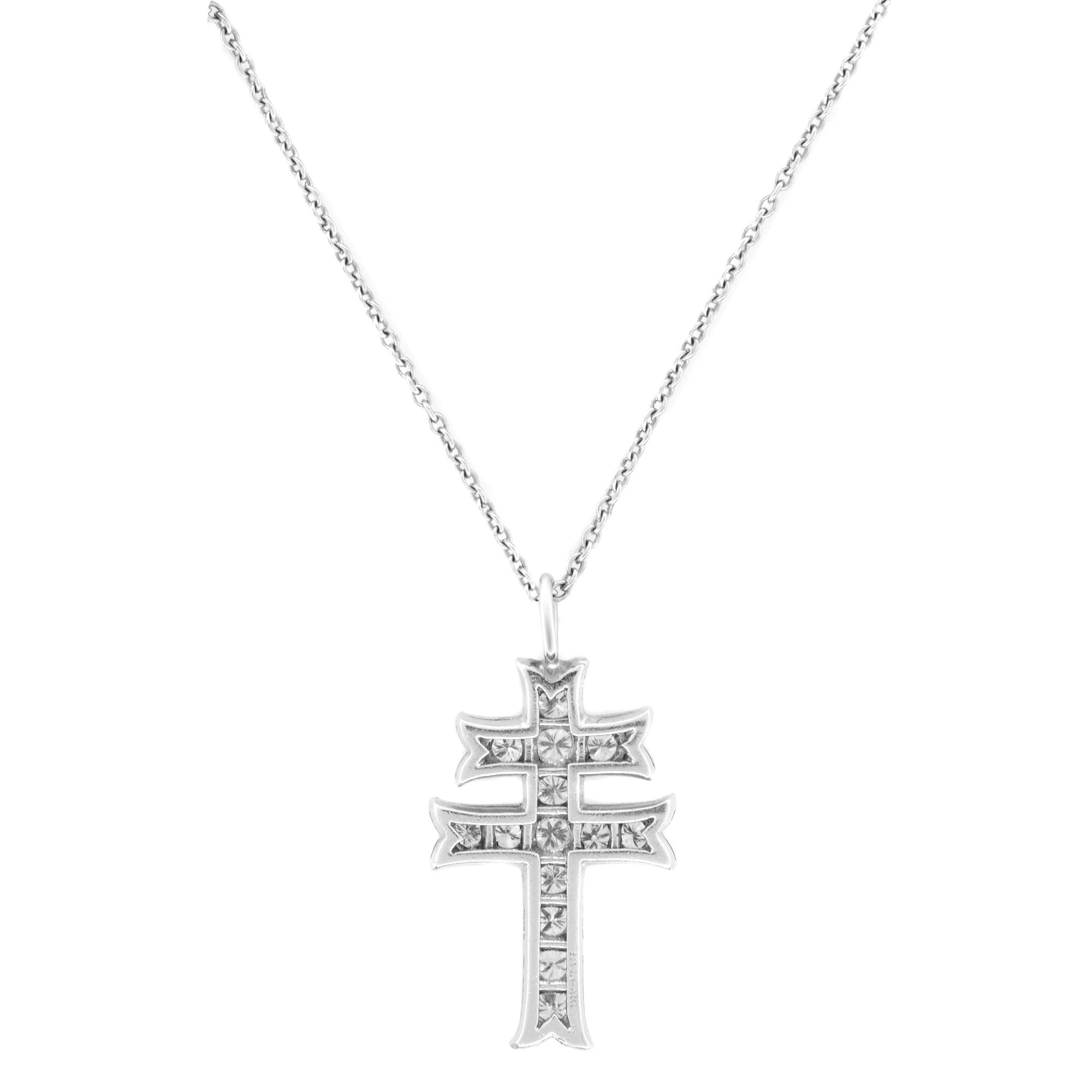 Rachel Koen Platinum Necklace with 0.33cttw Diamond Cross Pendant