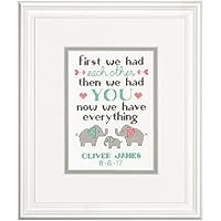 Dimensions Counted Cross Stitch Kit, Baby Elephant Birth Record Personalized, 14 Count Ivory Aida, 7