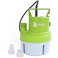 Green Expert 1/6HP Handy Utility Pump Submersible 25-Foot Power Cord Portable to Remove Water in Pools Hot Tub Flooded House Basement Sump Heater Backup Drain Pump Easy to Use