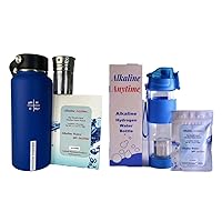 Alkaline Water Bottle Bundle: 32oz Alkaline Water Bottle Stainless Steel + 27 oz Sports Alkaline Water Bottle