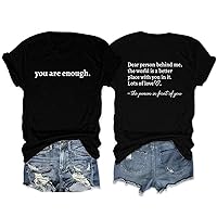 Short Sleeve Shirts for Women,Womens Letter Print Crewneck T Shirt Casual Basic Tee Summer Solid Shirt Blouse 2024