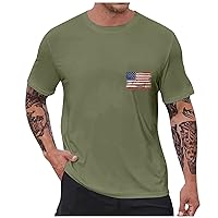 Mens American USA Flag Patriotic T-Shirt 4th of July Round Neck Trendy Summer Short Sleeve Shirts for Men
