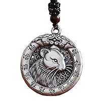 Men's Women's Vintage Chinese Zodiac Signet Pendant Necklace with Chain Amulet Jewelry