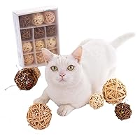 Cat Rattan Toy Set, 12 Pack Pet Play Balls with Built-in Wicker Bells for Rabbits, Hamsters, Gerbils, Chinchilla, Birds, Guinea Pig, Puppy Weave Rattan Interactive Ball Toys