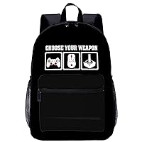 Choose Your Weapon Gaming Video Game 17 Inch Laptop Backpack Large Capacity Daypack Travel Shoulder Bag for Men&Women