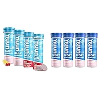 Nuun Hydration Daily, Wellness Electrolyte Tablets, Mixed Berry, 4 Pack (40 Servings) & Sport Electrolyte Tablets - Dissolvable in Water, Strawberry Lemonade Flavor