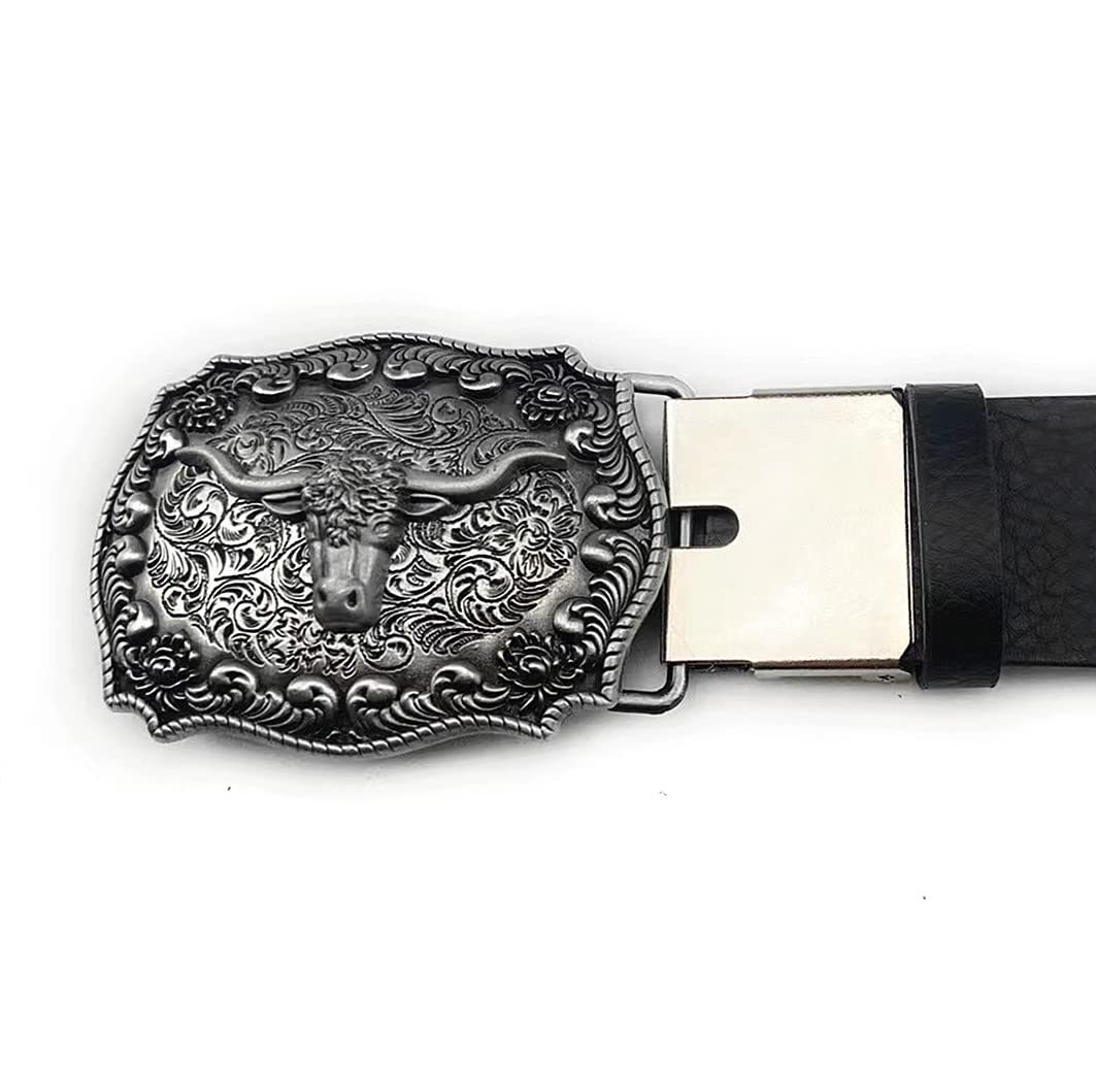 MULBA Vintage Style Alloy Belt Buckle American Cowboy Fashion Western 3D  Engraved Cow Bull Head Belt Buckles
