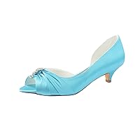 Emily Bridal Bridal Shoes Peep Toe Kitten Heel Pumps Women's Pleated Slip-On Elegant Evening Shoes