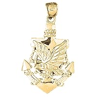 Silver Anchor & Eagle Pendant | 14K Yellow Gold-plated 925 Silver Anchor & Eagle Pendant