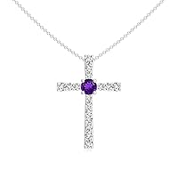 Natural Gemstone Cross Shaped Pendant for Women in Sterling Silver / 14K Solid Gold/Platinum