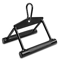 Double D Row Handle, Straight Bar 980LBS Cable Machine Accessories Attachment, LAT Pull Down V Bar for Weight Workout