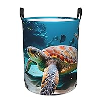 Sea Turtle Circular Hamper â€“ Tall Printed Round Laundry Basket â€“ Perfect for Laundry, Storage, and Organizing