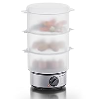 Elite Gourmet EST750 7.5 Quart, 3-tier, Electric Food Vegetable Steamer with BPA-Free Steamer Tray, Auto Shut-off 60-min Timer, 400W, Stainless Steel