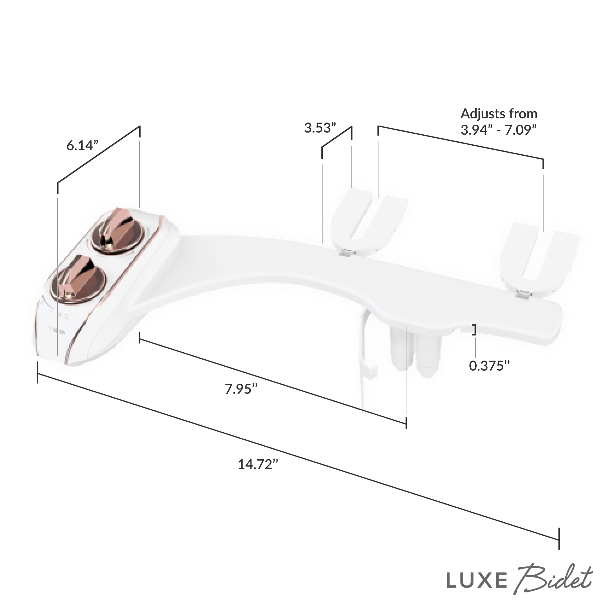 LUXE Bidet NEO 185 Plus – Next-Generation Bidet Toilet Seat Attachment with Innovative EZ-Lift Hinges, Dual Nozzles, and 360° Self-Cleaning Mode (Rose Gold)